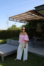 Lea off shoulder blouse roze