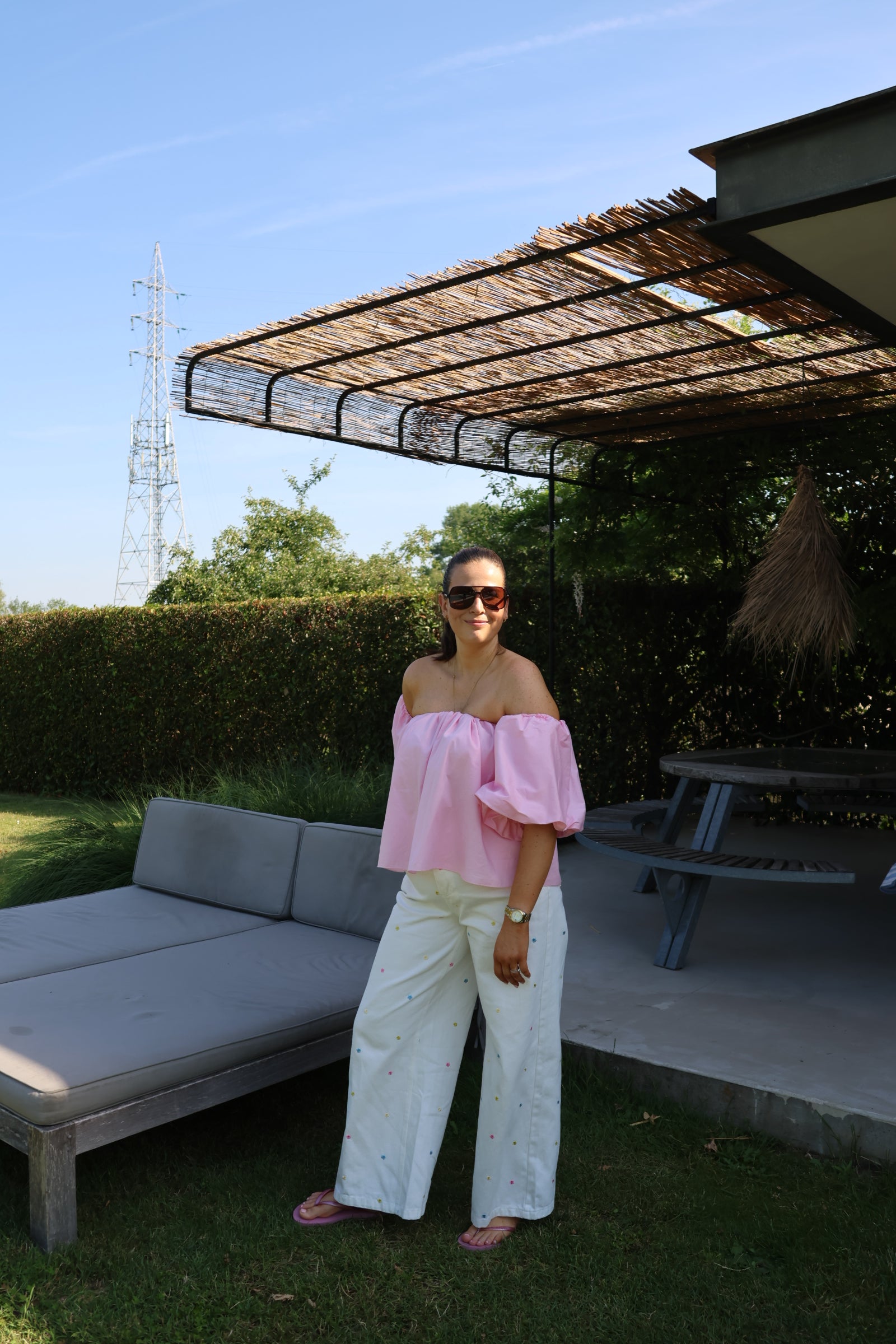 Lea off shoulder blouse roze