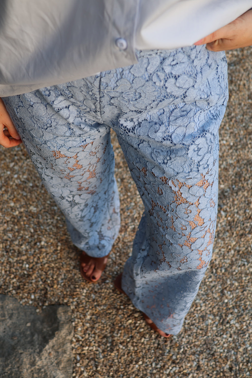 Serena lace trousers blauw