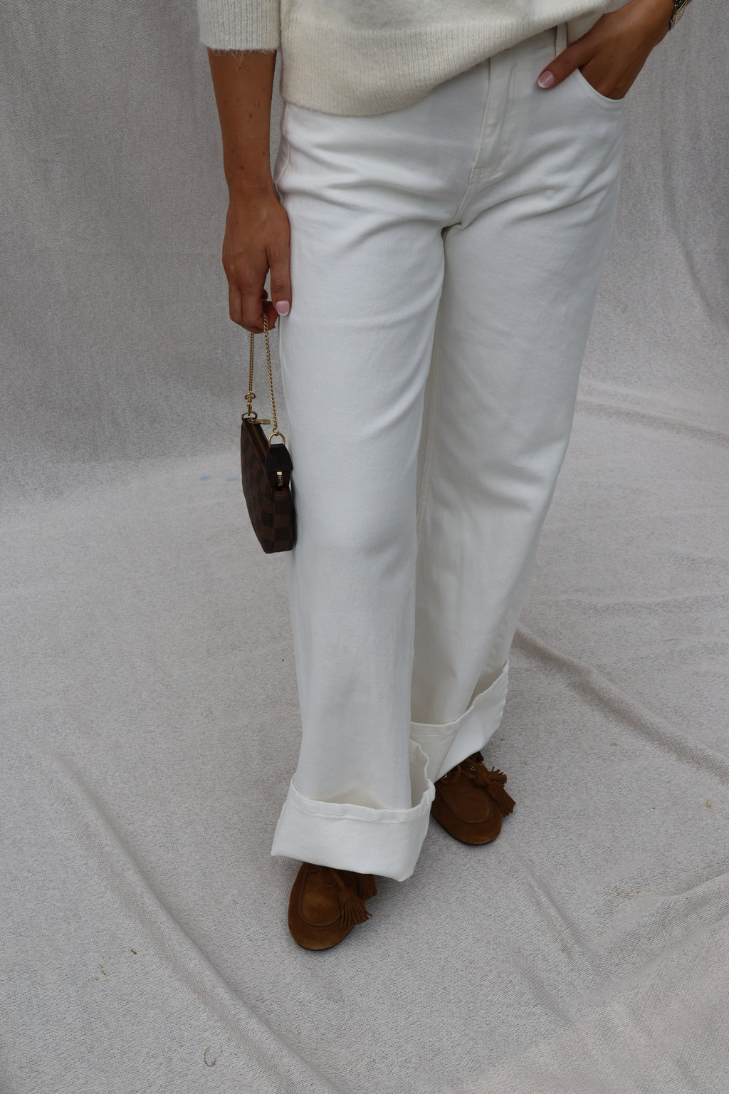 Hanne wide leg jeans wit - extra long