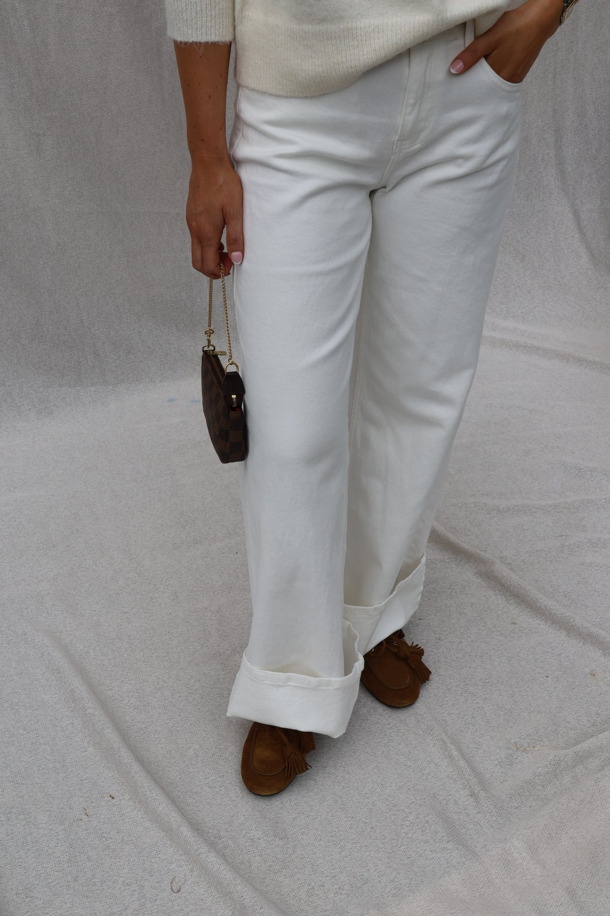 Hanne wide leg jeans wit - extra long