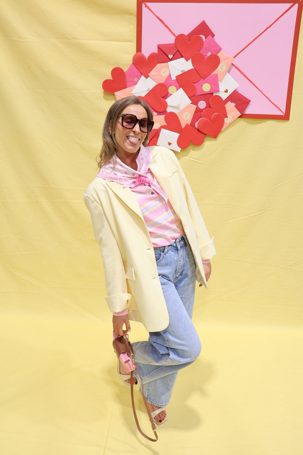 Poppy detail blazer geel