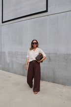 Yara pantalon met detail bruin