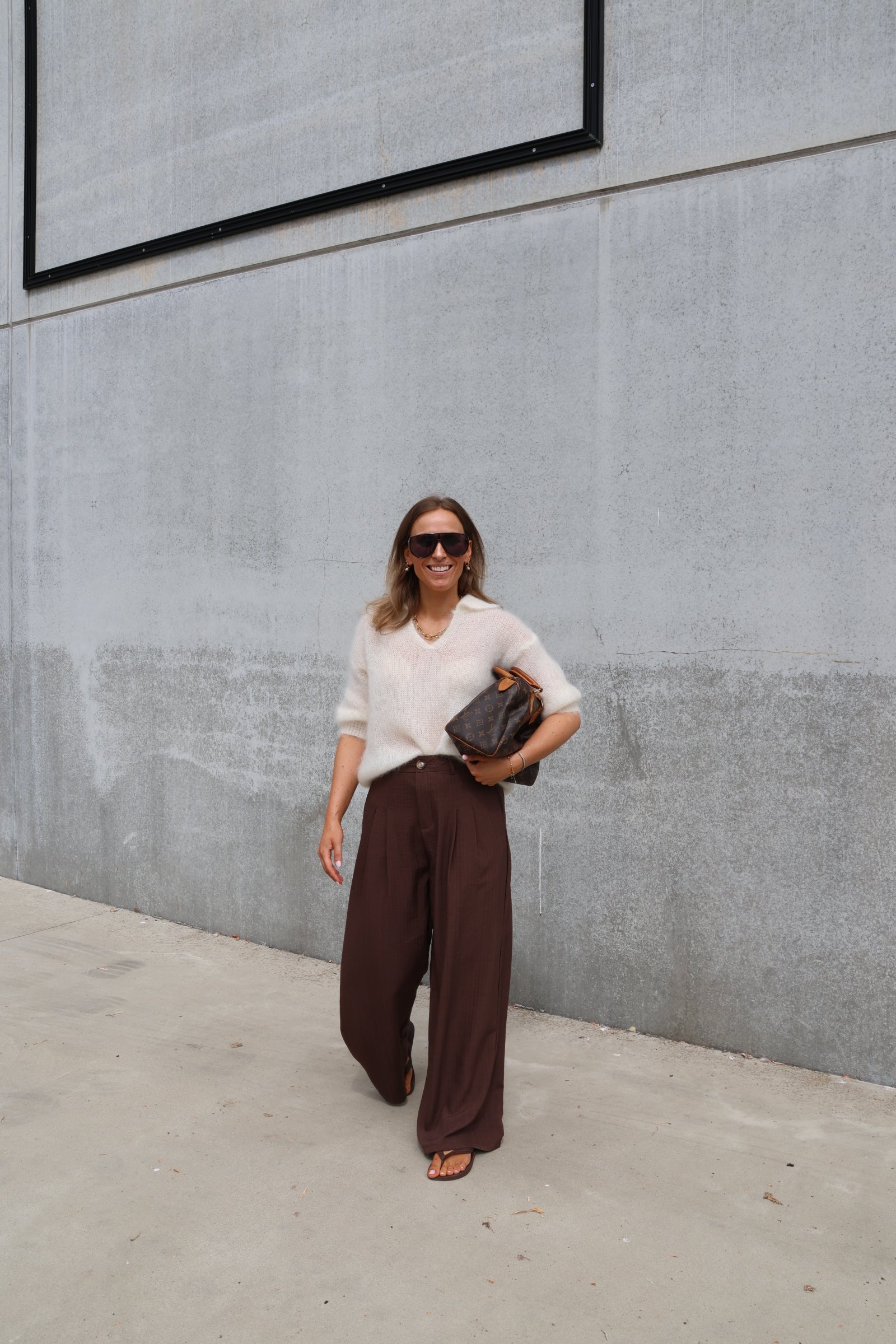 Yara pantalon met detail bruin