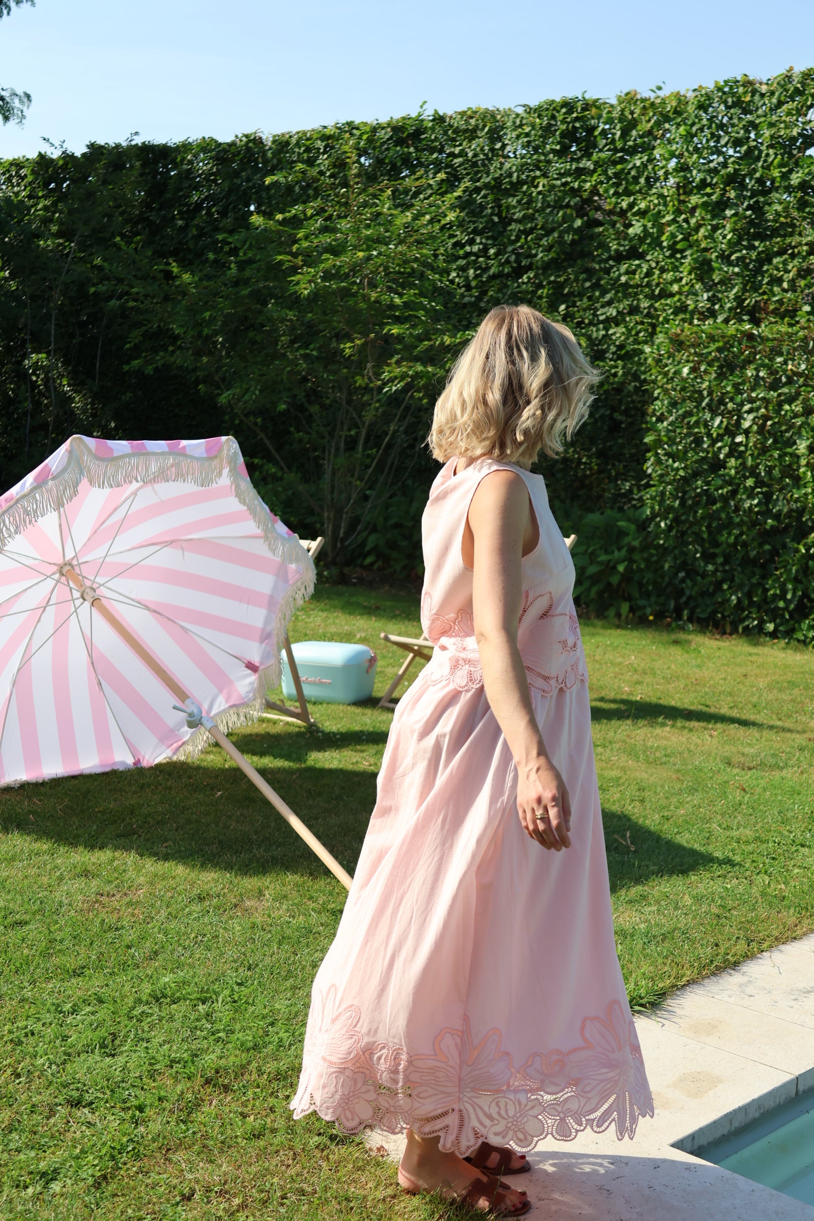 Camilla maxi rok met kant roze