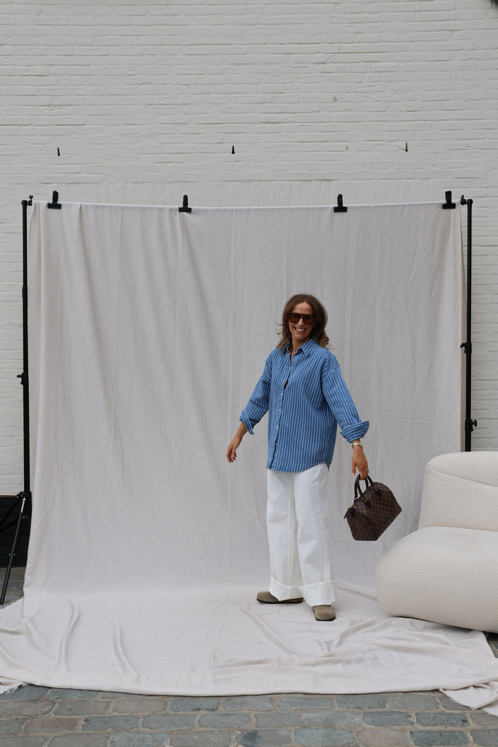 Jeanne gestreept jeanshemd