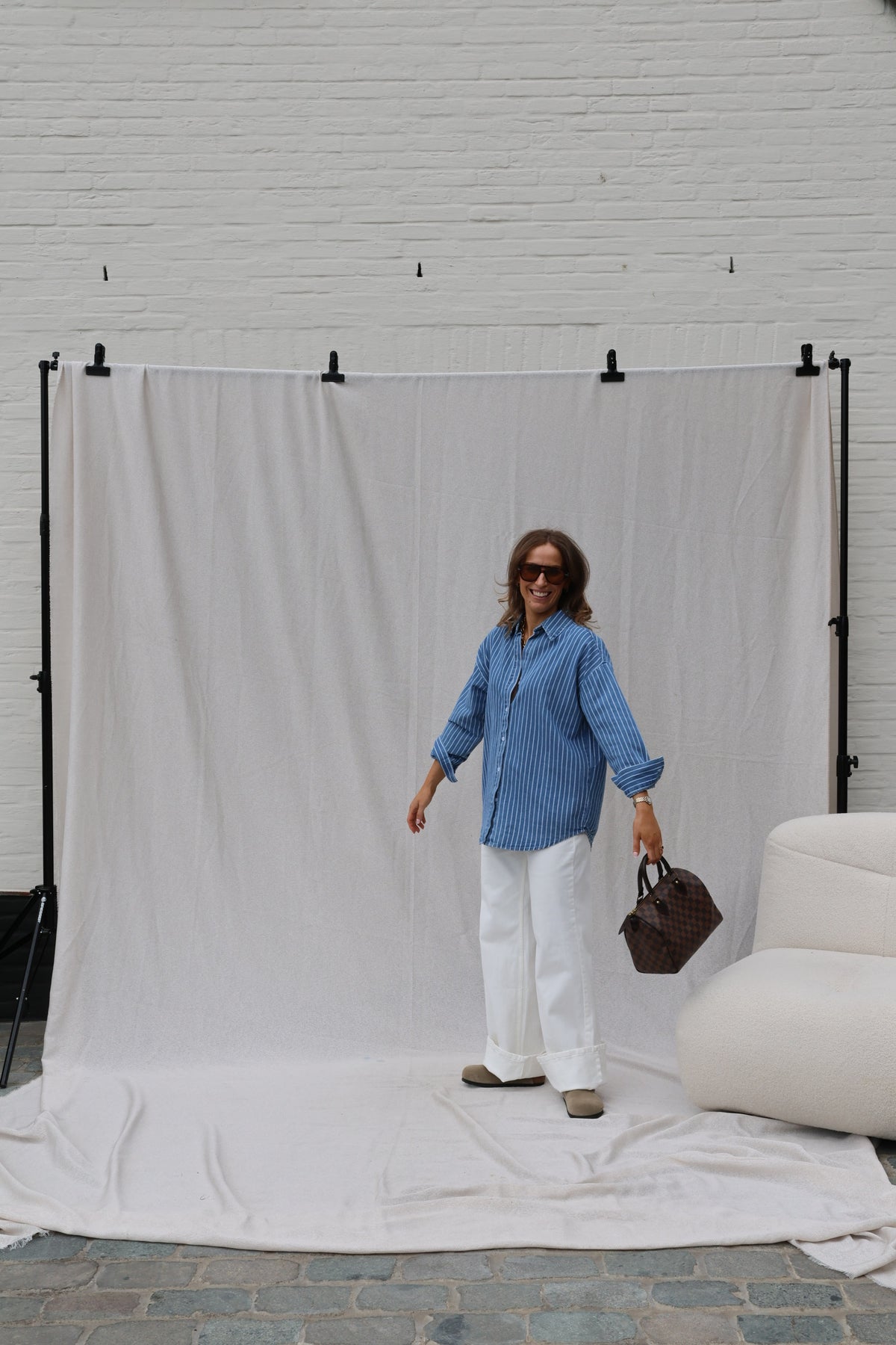 Jeanne gestreept jeanshemd