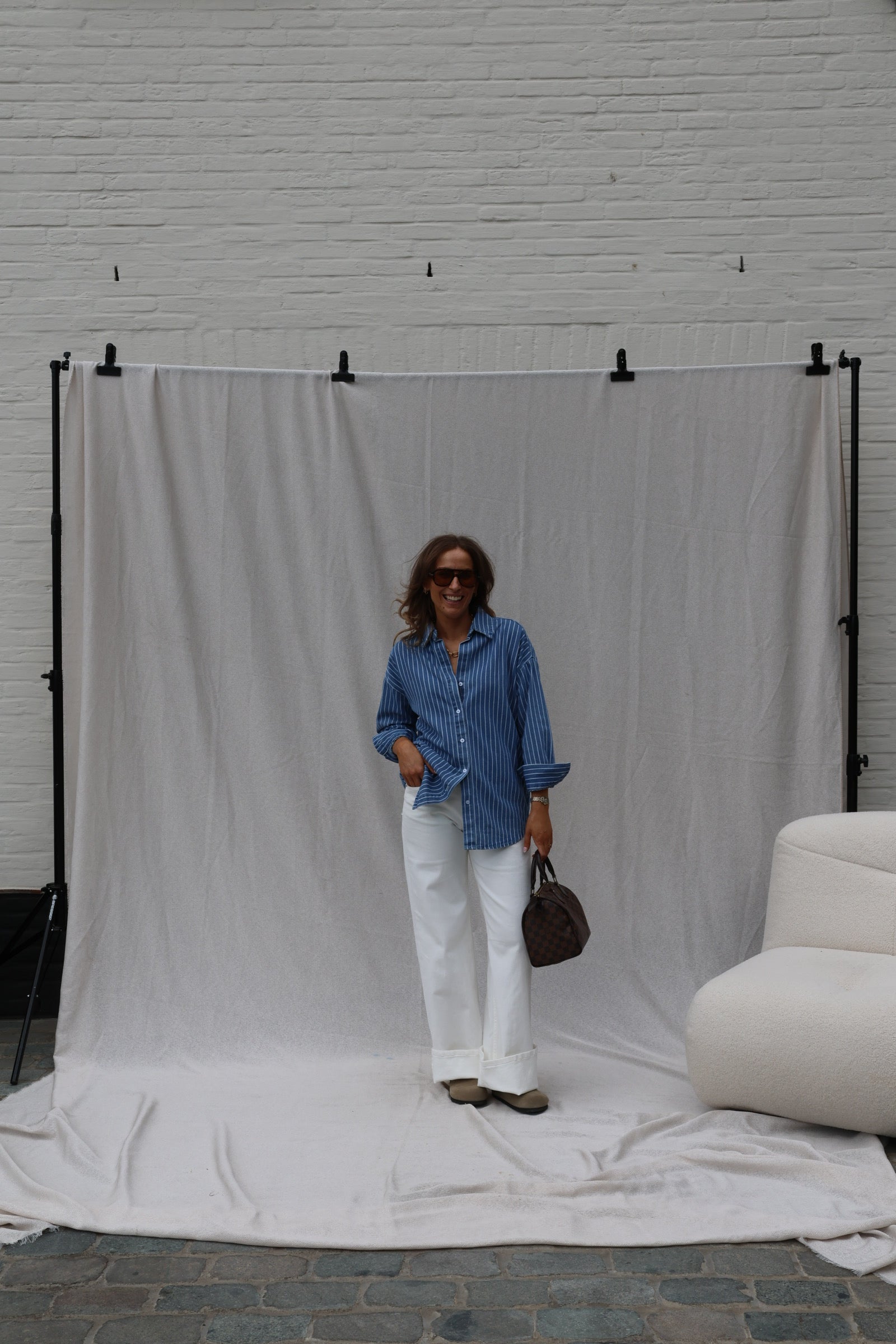 Jeanne gestreept jeanshemd