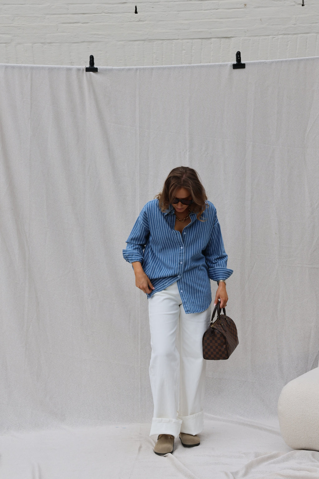 Jeanne gestreept jeanshemd