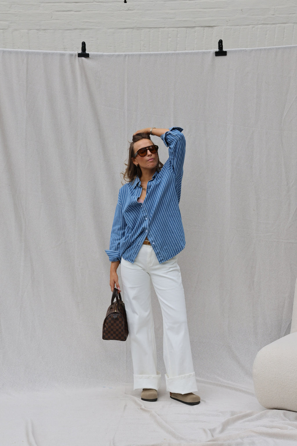 Jeanne gestreept jeanshemd