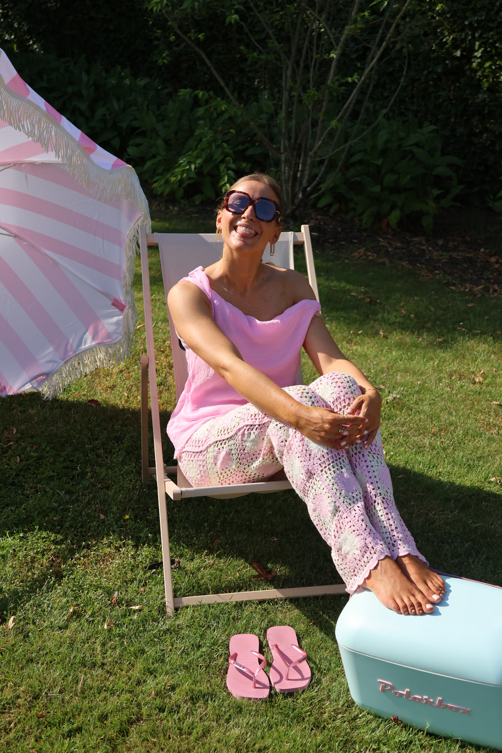 Lara crochet broek roze/ecru