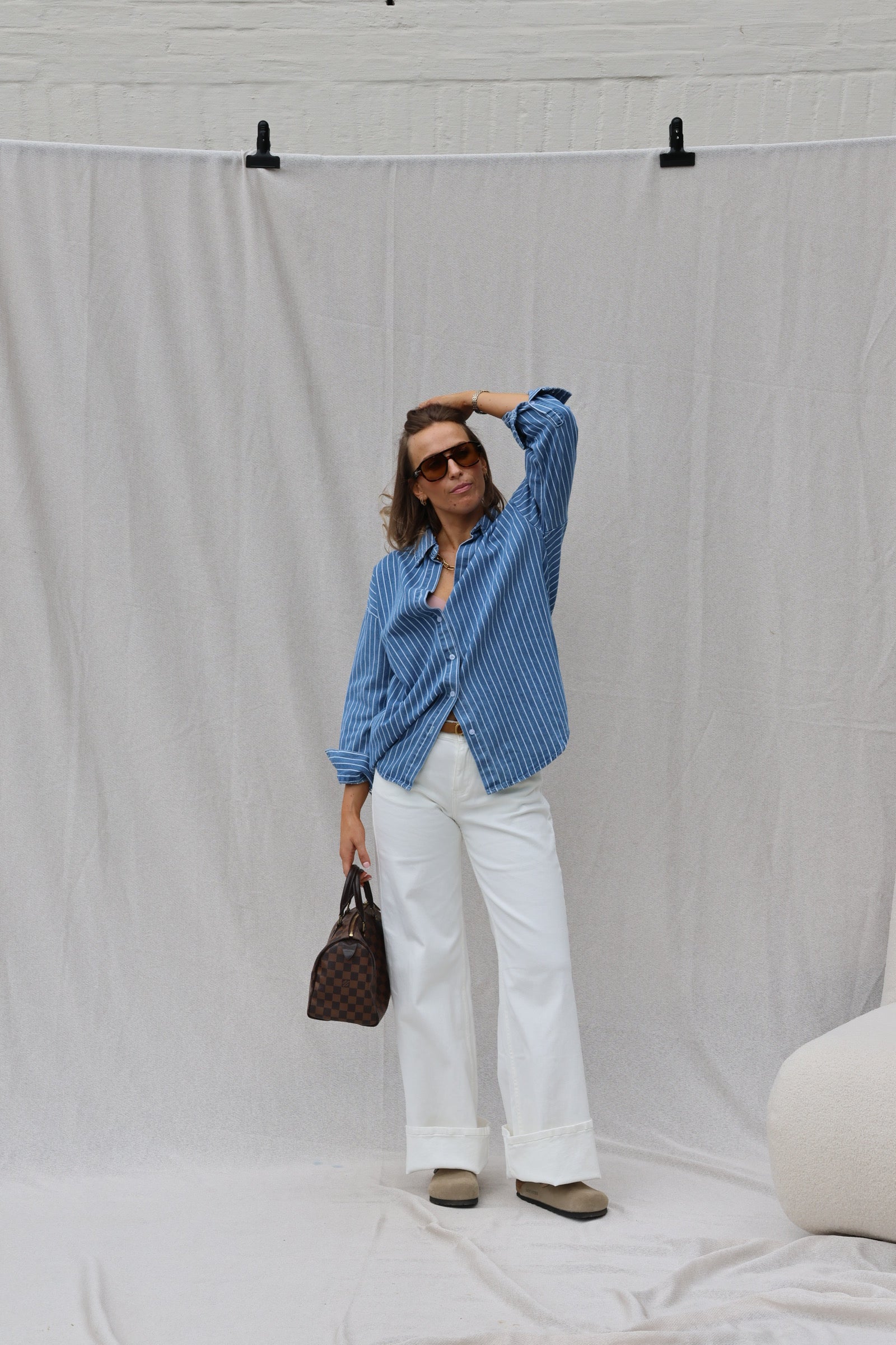 Jeanne gestreept jeanshemd