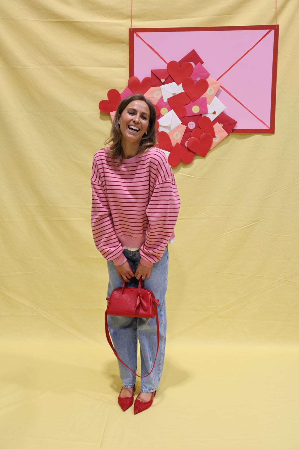 Lumi striped sweater roze