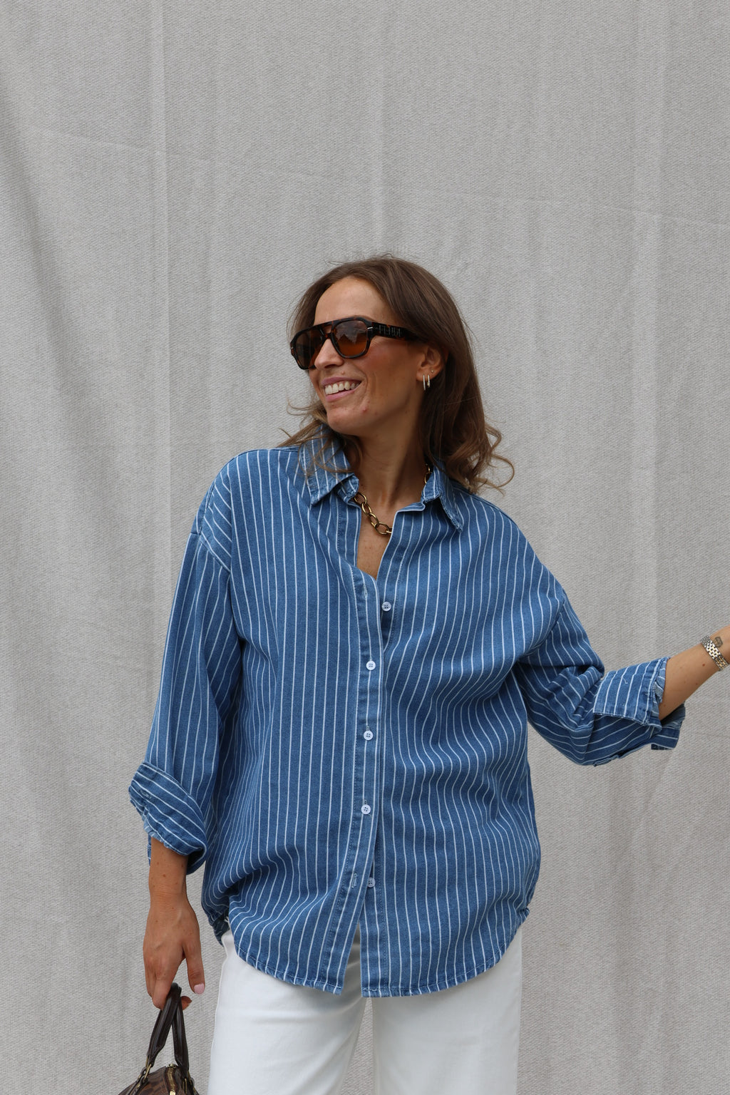 Jeanne gestreept jeanshemd