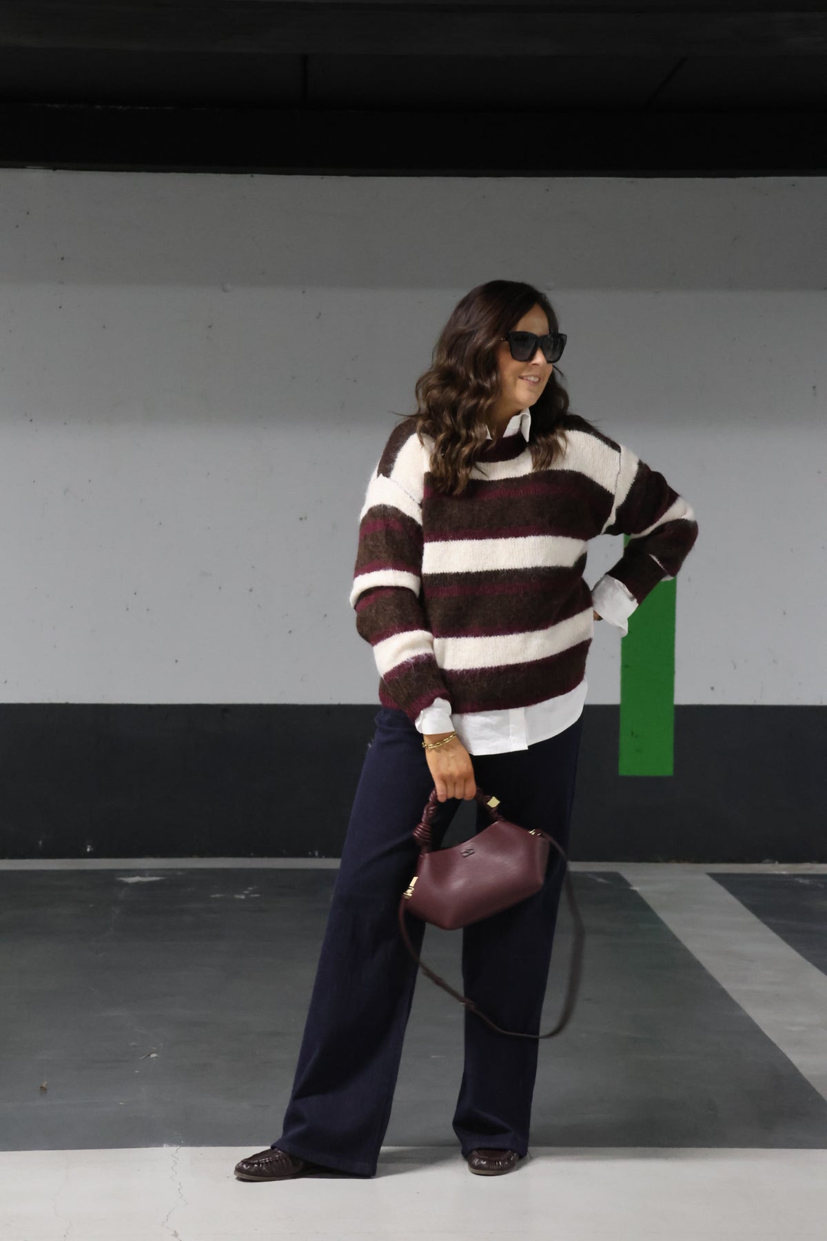 Noa gestreepte trui bordeaux