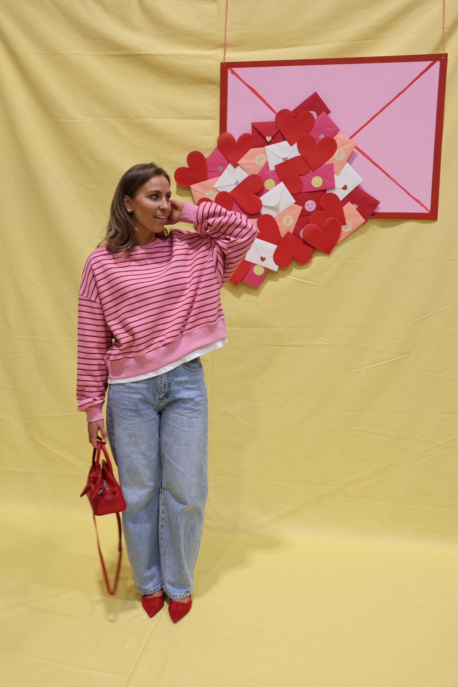 Lumi striped sweater roze