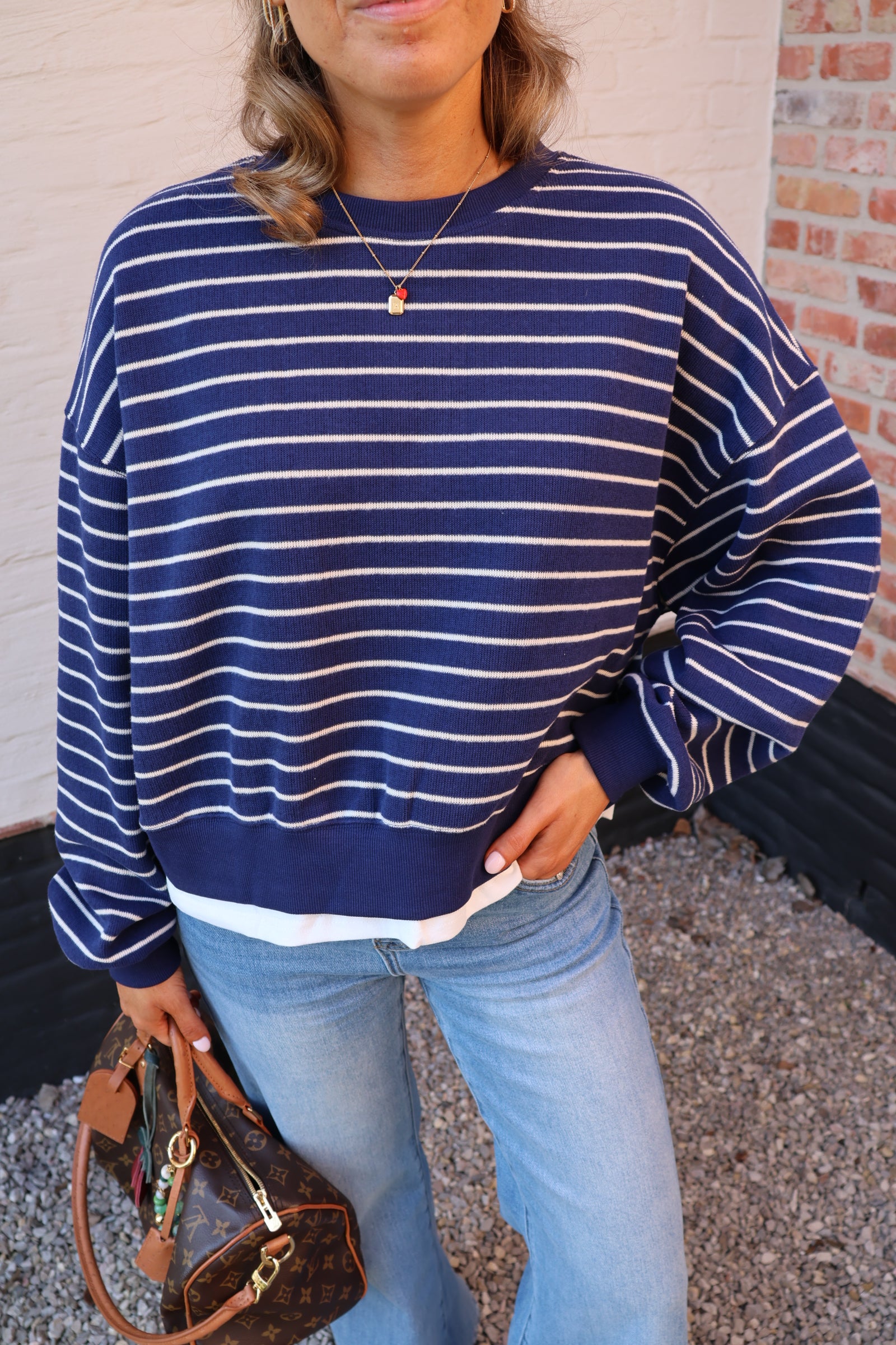 Lumi striped sweater marine
