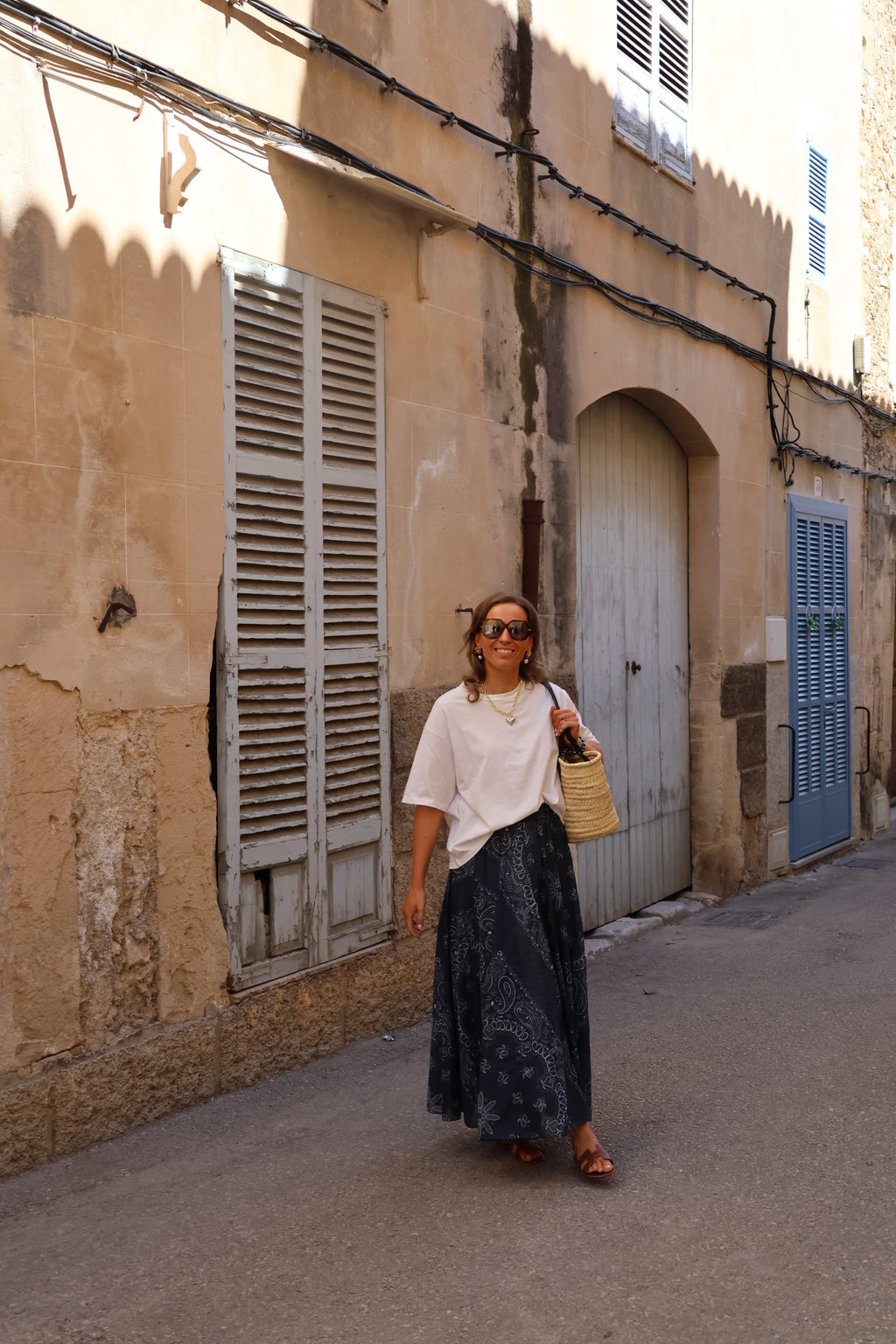 Paisley maxi rok marine