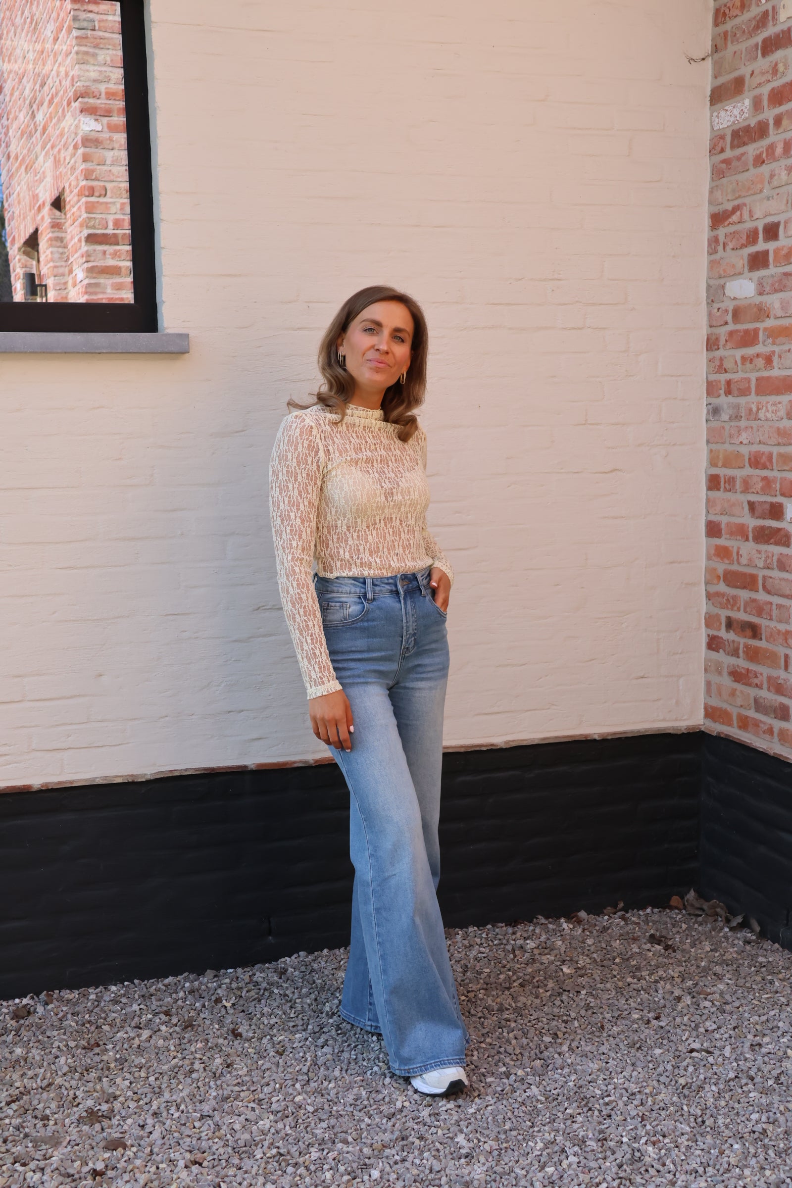 Feline lace top geel