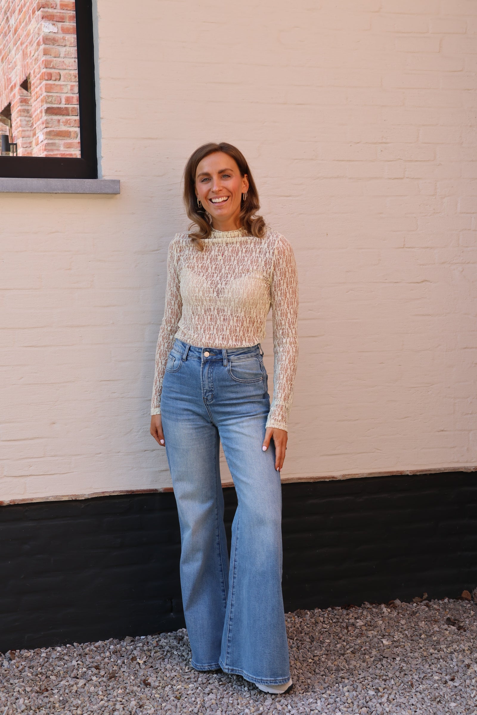 Feline lace top geel