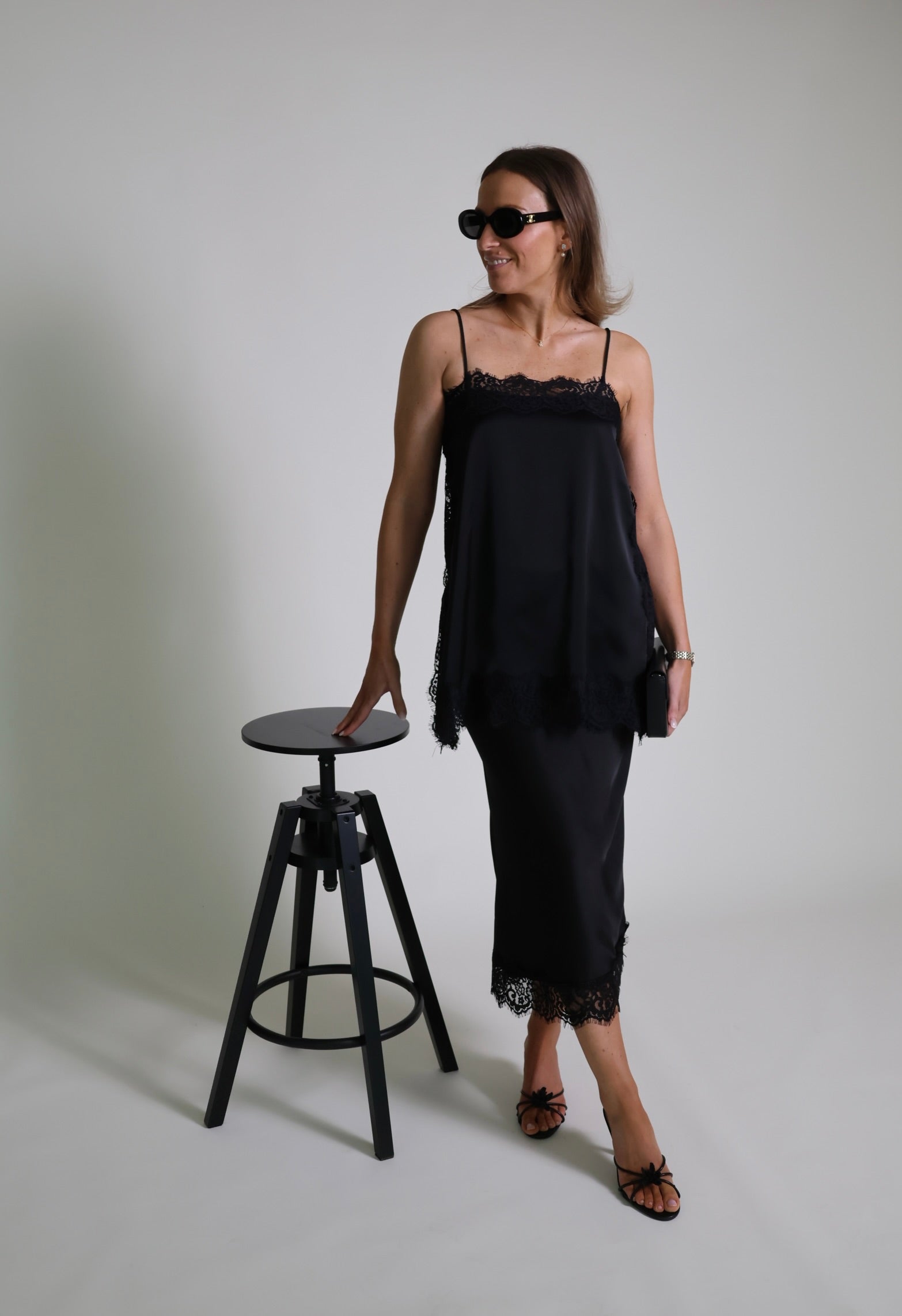 Carolyn midi rok zwart