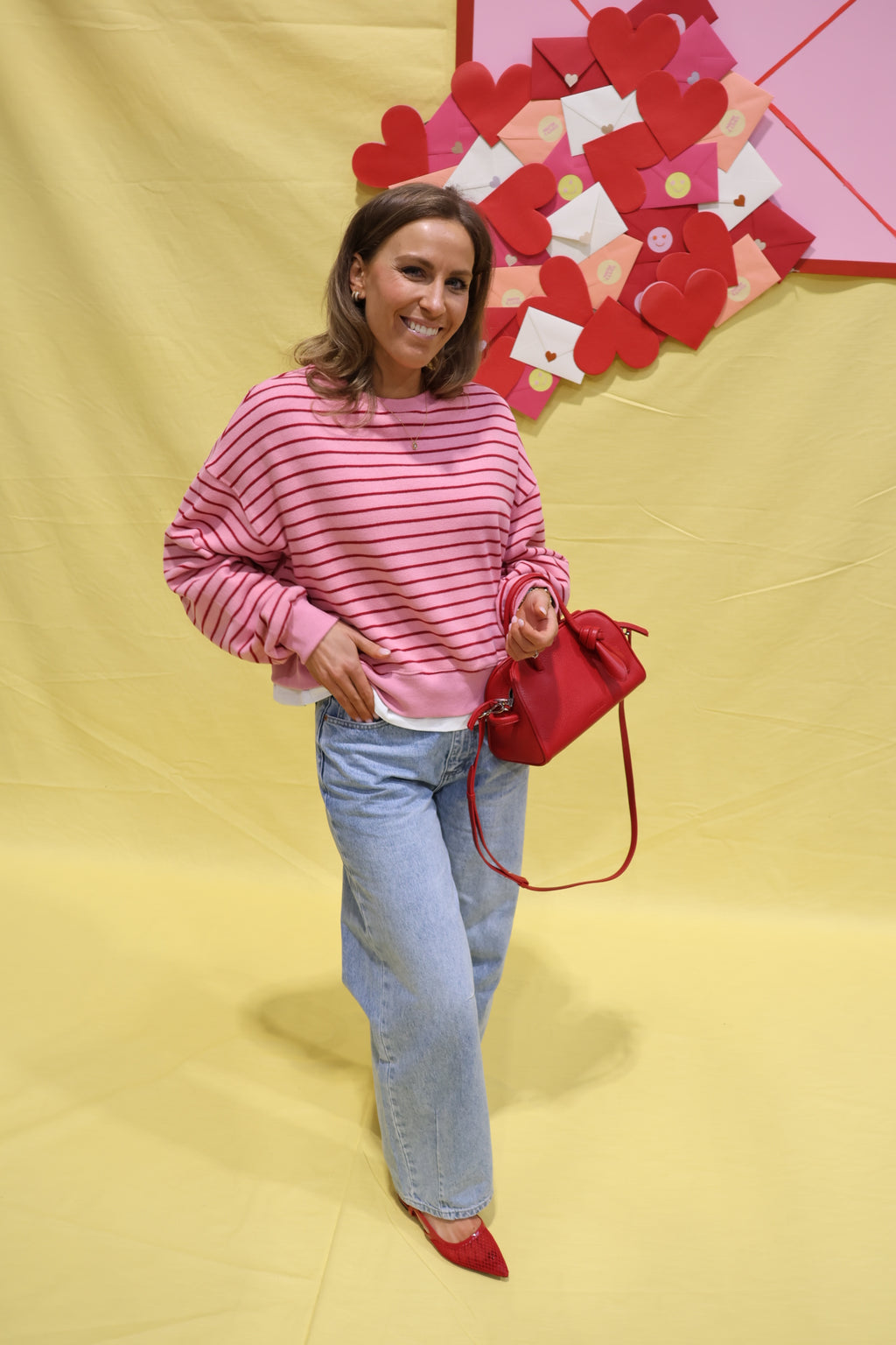 Lumi striped sweater roze