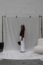 Laura T-shirt met polkadot mouwen bruin