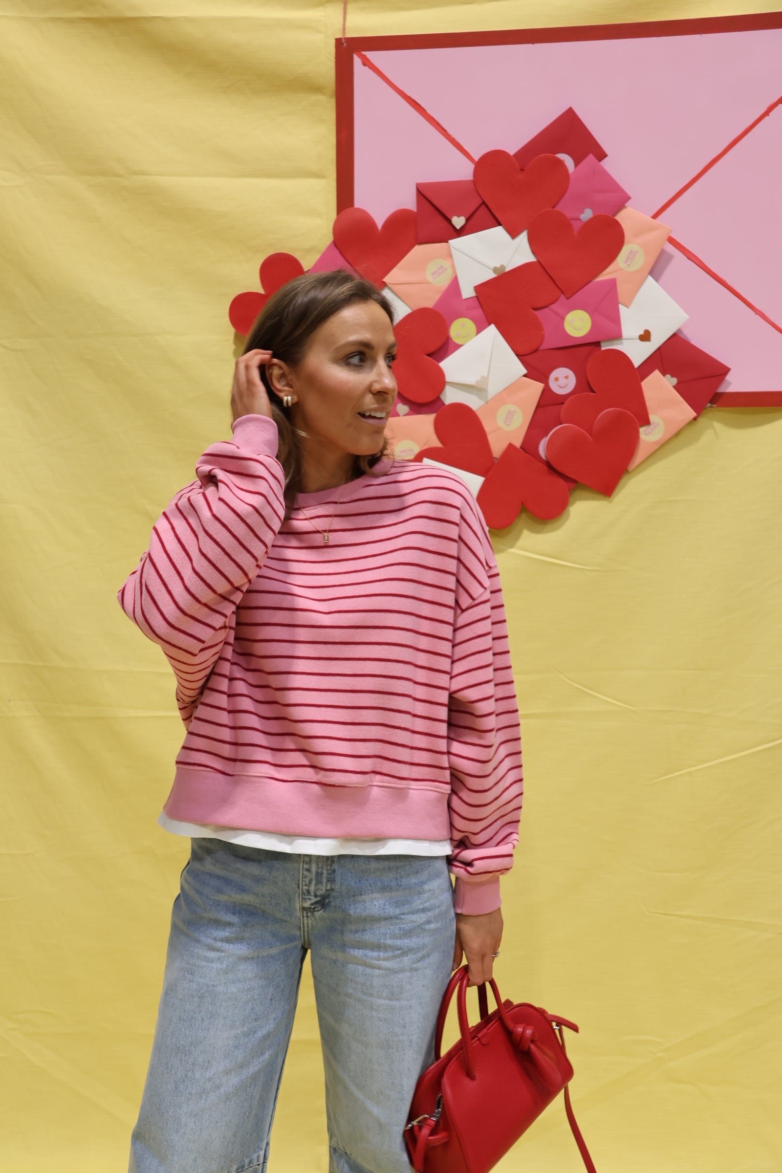 Lumi striped sweater roze