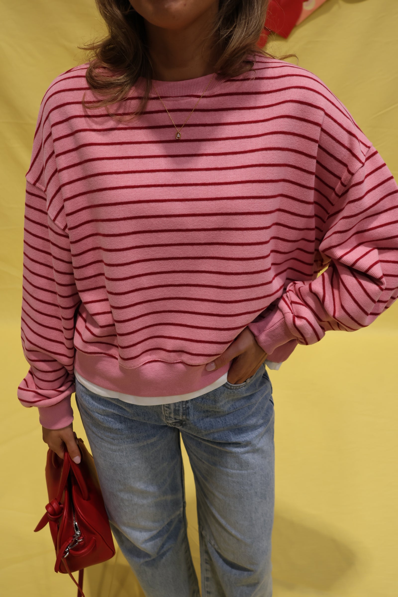 Lumi striped sweater roze
