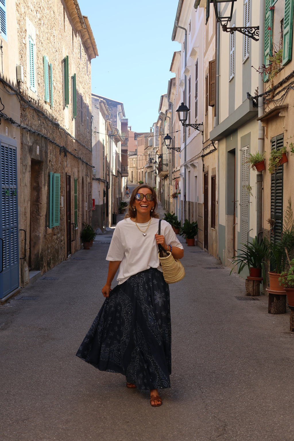 Paisley maxi rok marine