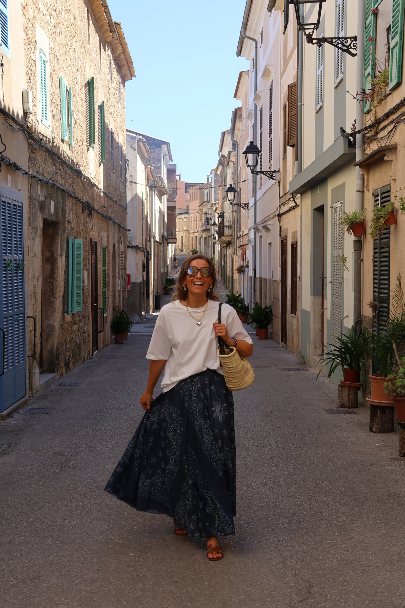 Paisley maxi rok marine