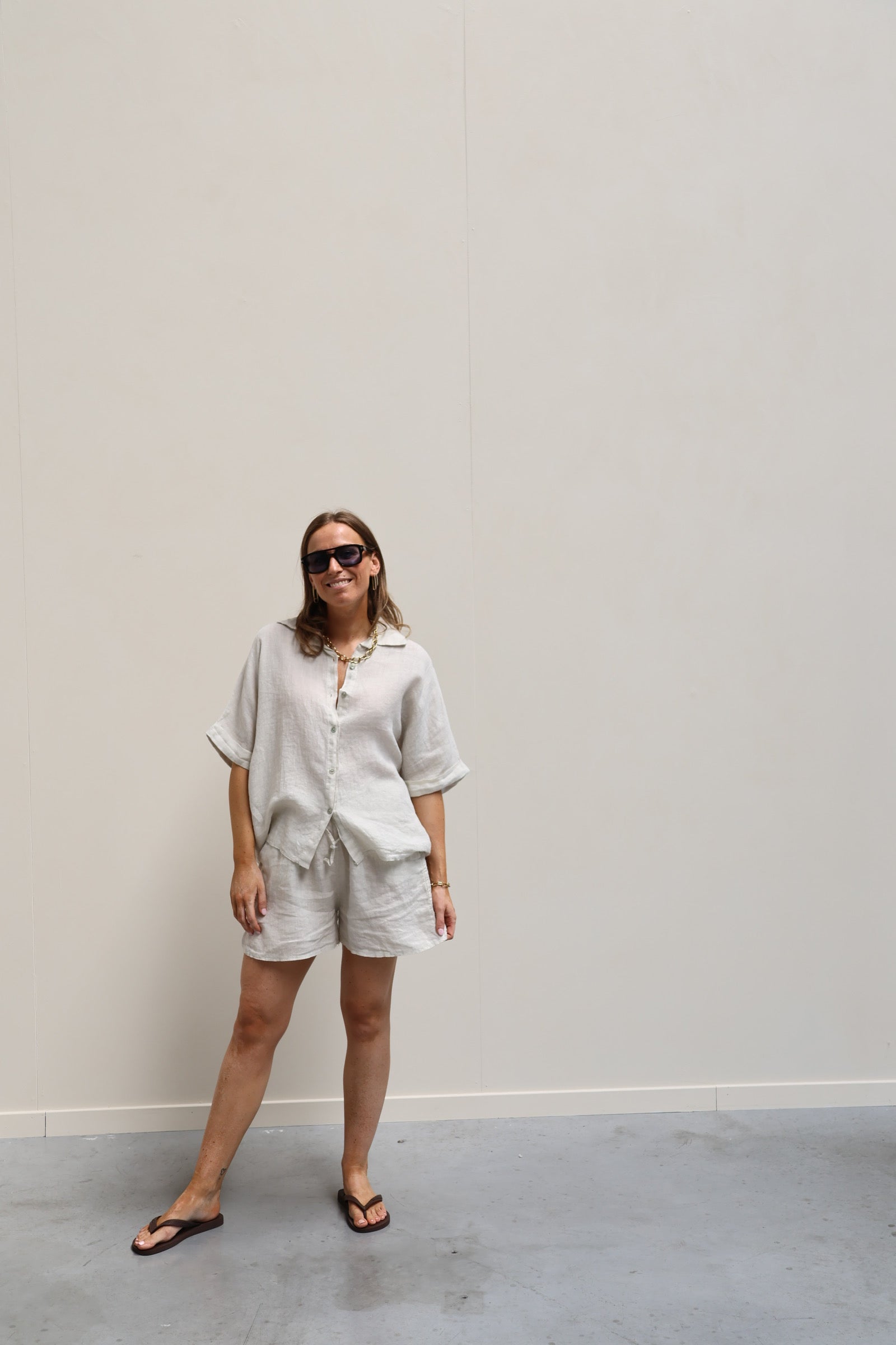 Mia linnen set beige