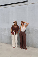 Yara pantalon met detail bruin