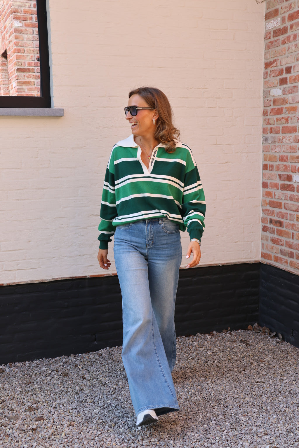 Grand amour polo groen/wit