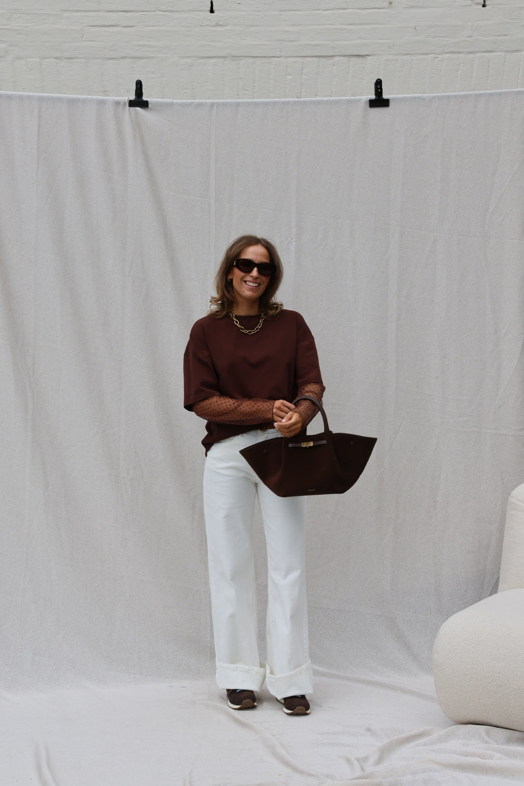 Hanne wide leg jeans wit - extra long
