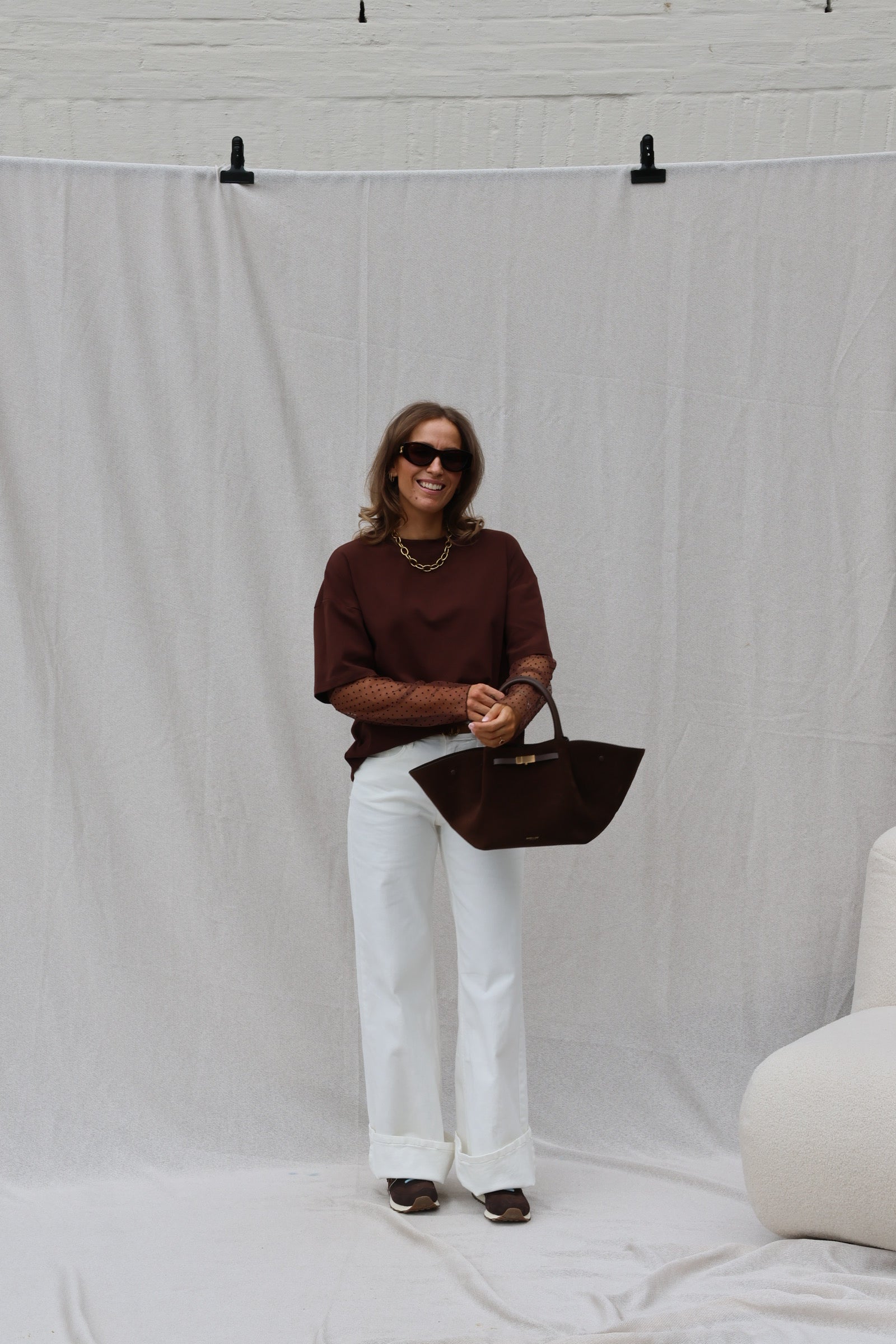 Hanne wide leg jeans wit - extra long
