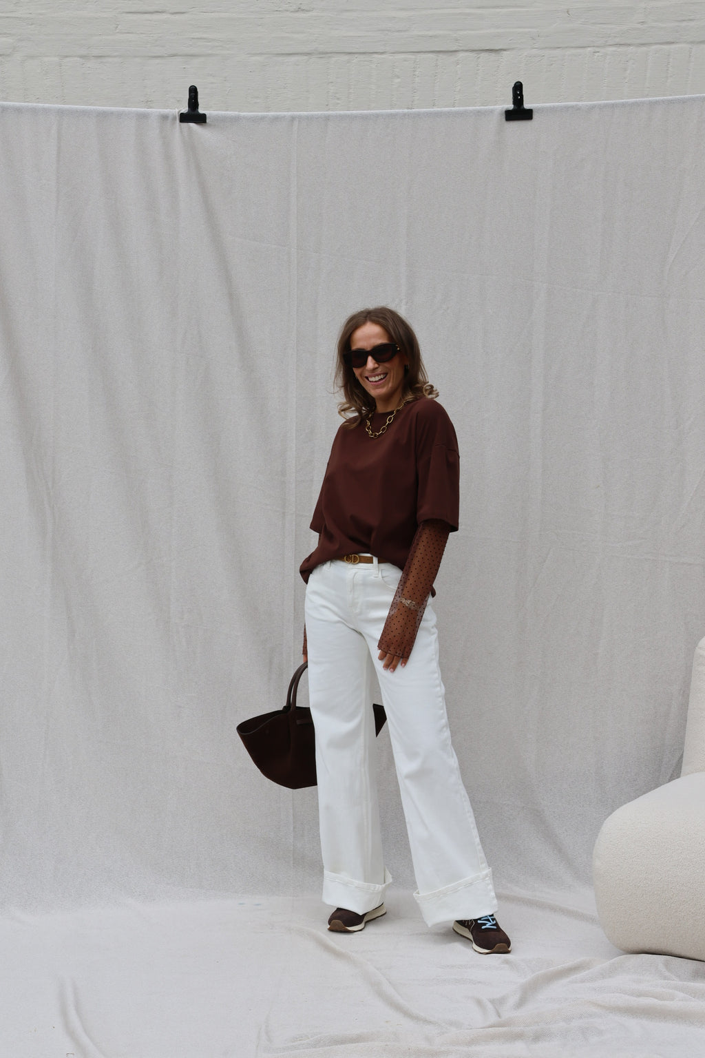 Hanne wide leg jeans wit - extra long