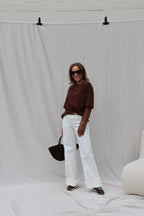 Hanne wide leg jeans wit - extra long