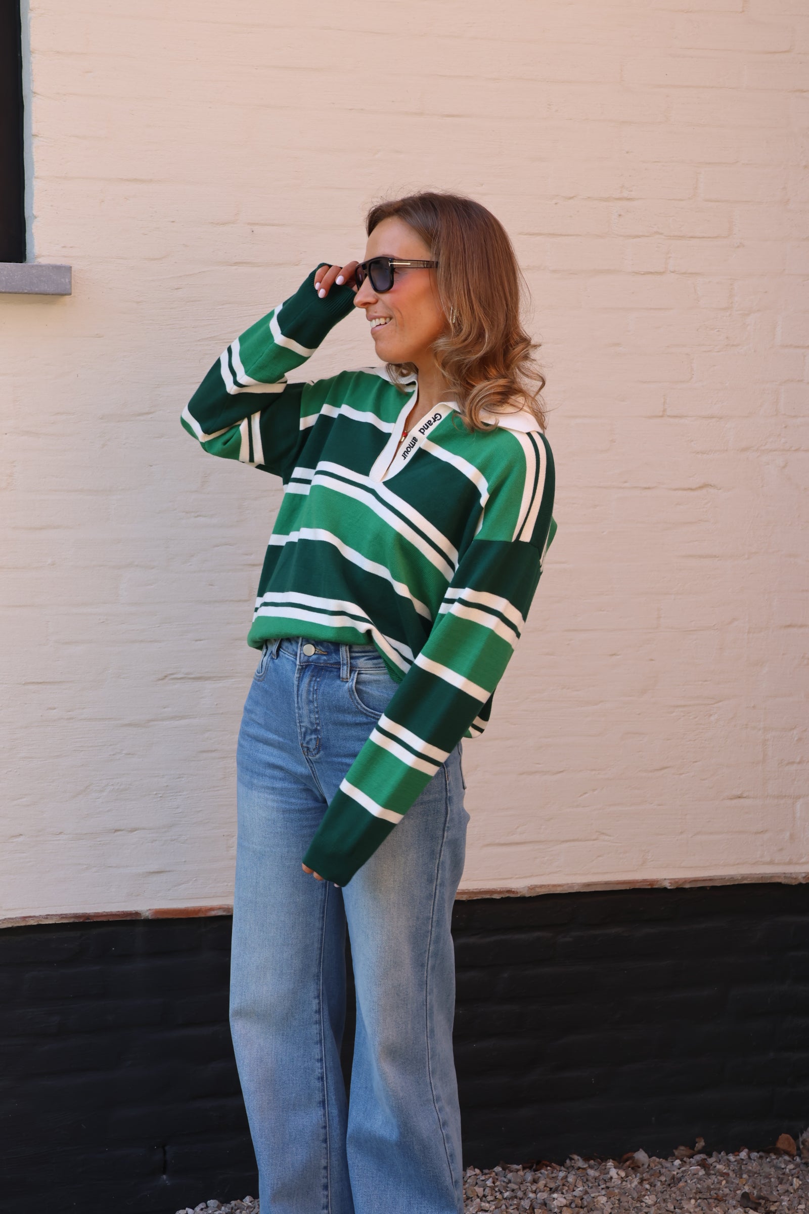 Grand amour polo groen/wit