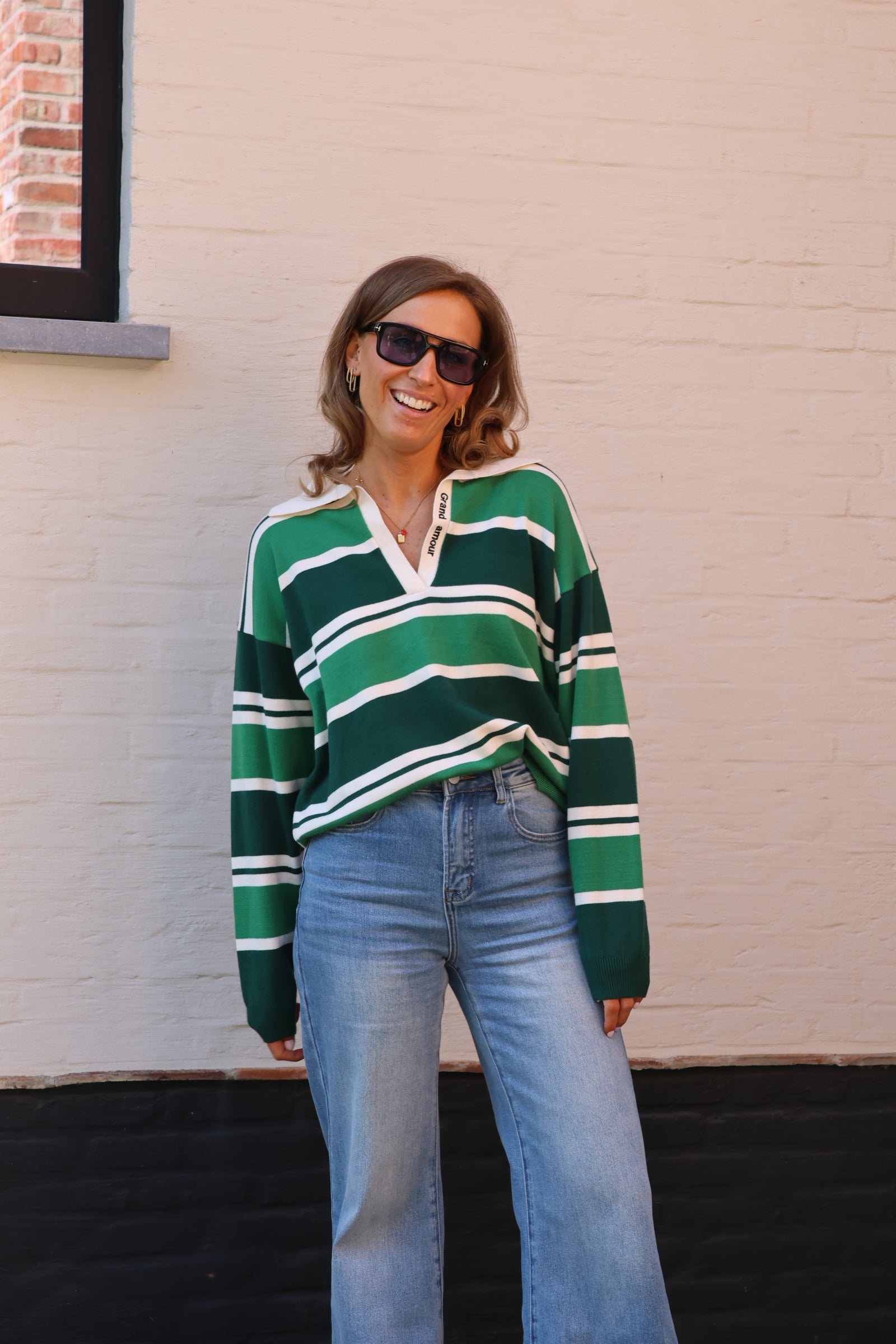 Grand amour polo groen/wit