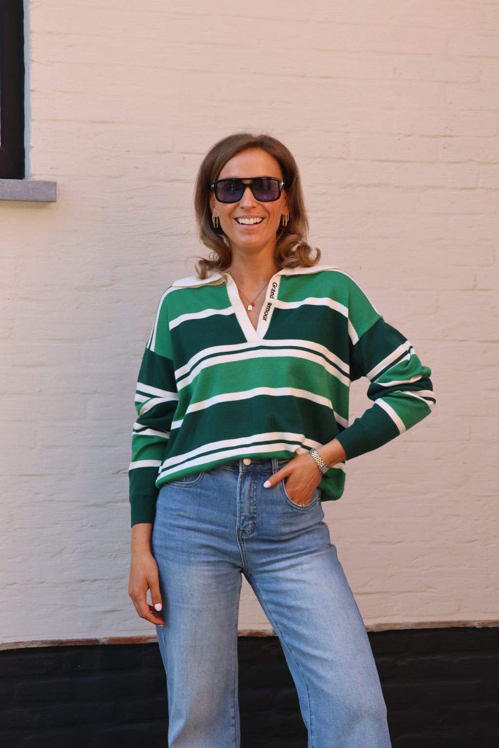 Grand amour polo groen/wit