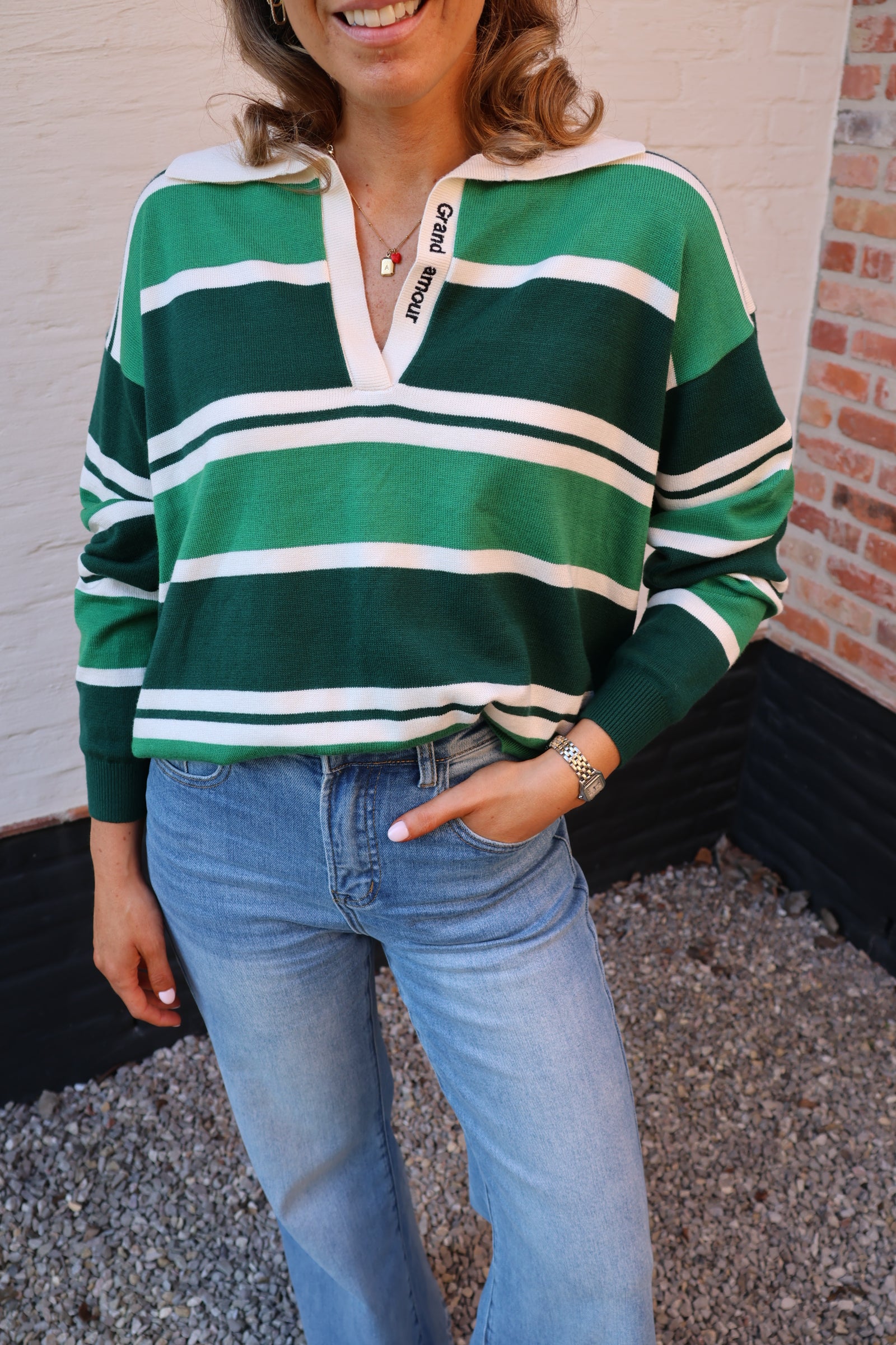 Grand amour polo groen/wit