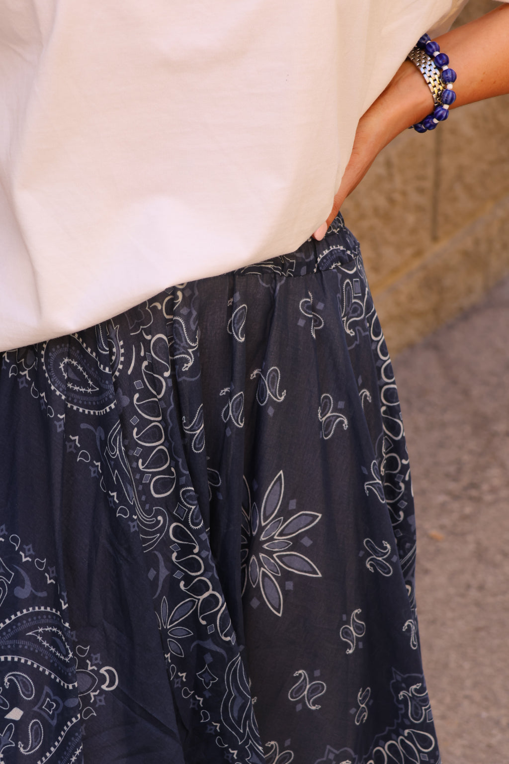 Paisley maxi rok marine