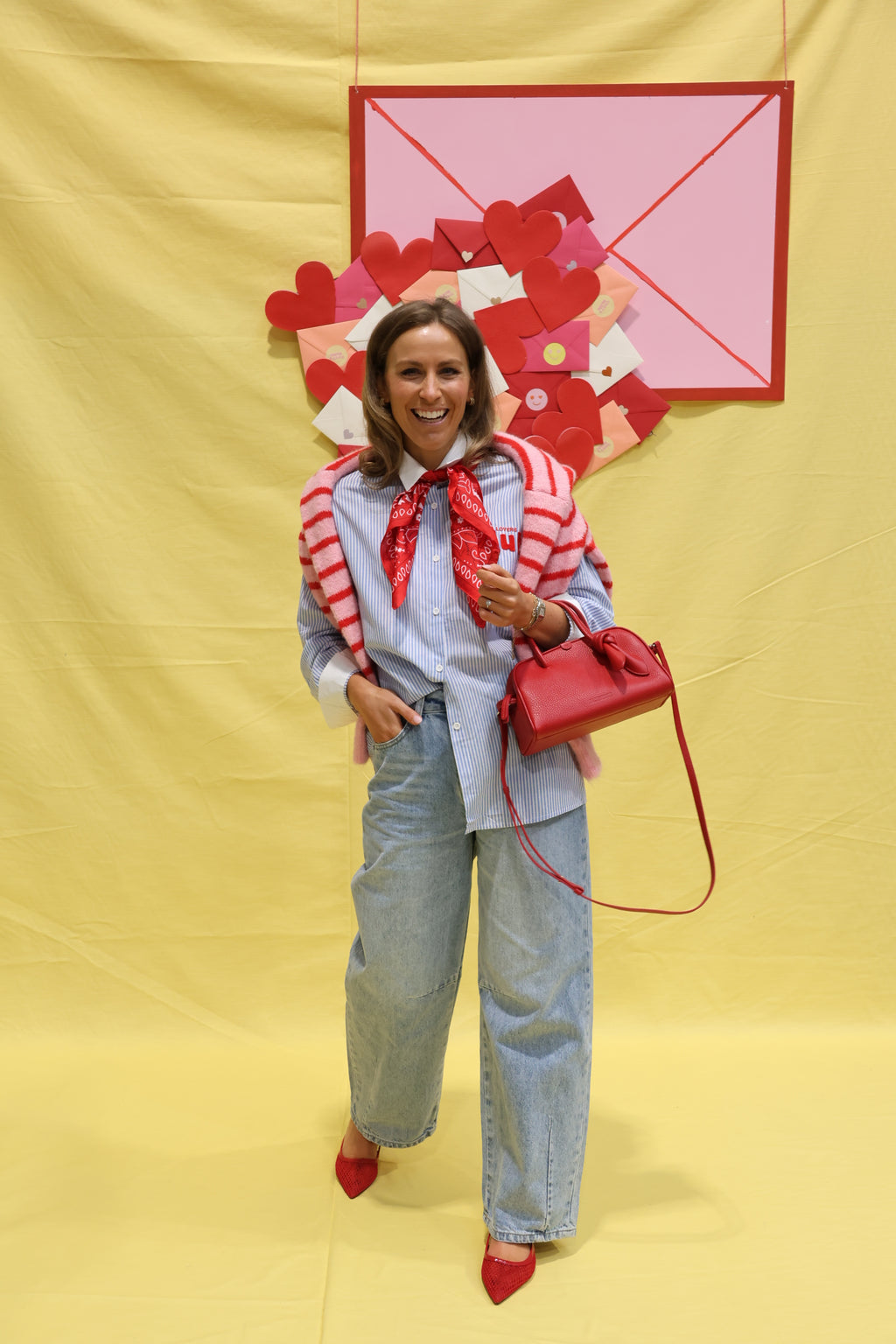 Alfie striped knit rood/roze