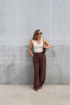 Yara pantalon met detail bruin