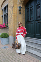 Mauren striped polo knit rood