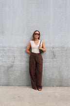 Ellie top met V-hals beige