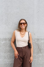 Ellie top met V-hals beige