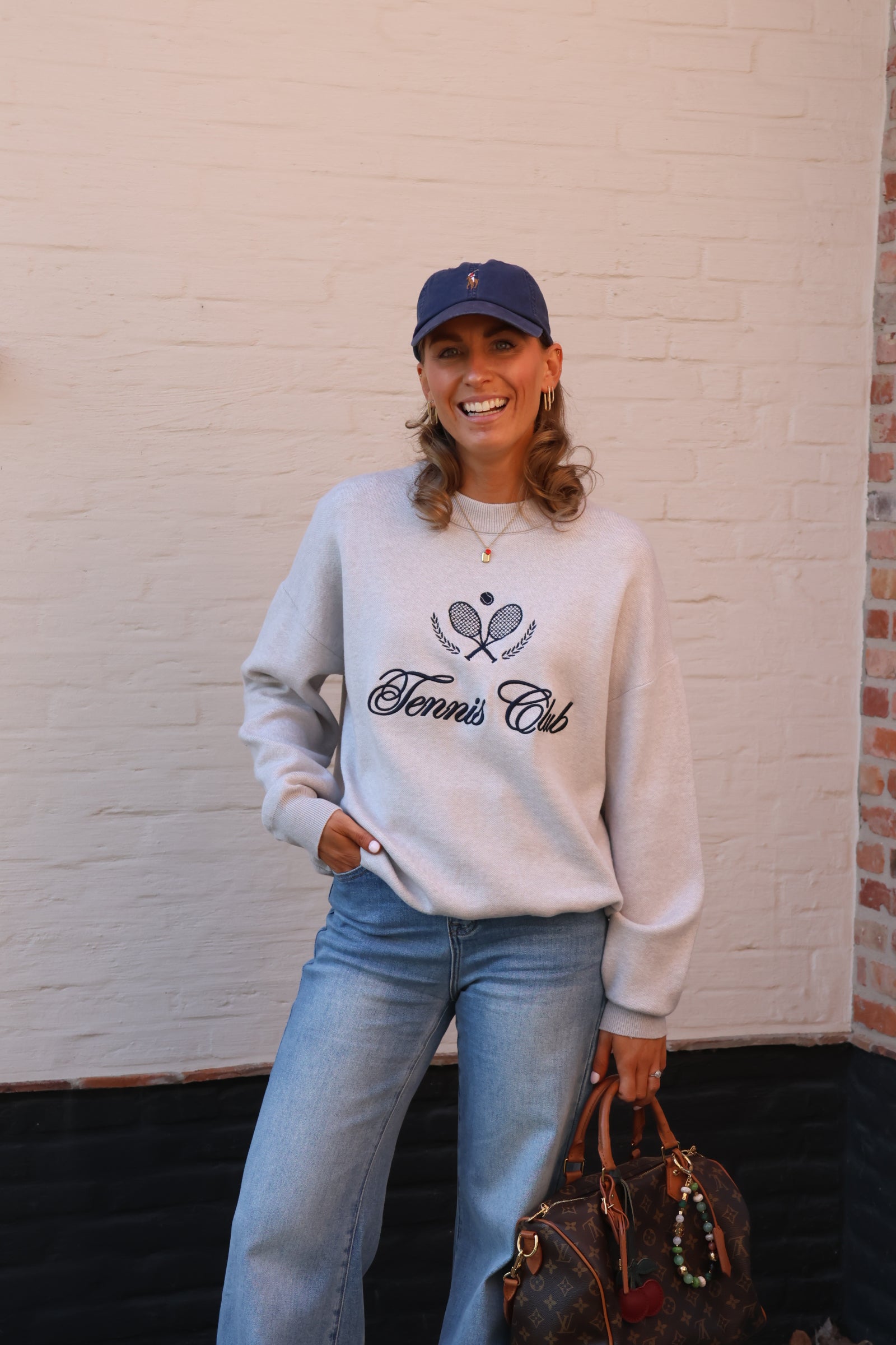 Pippa tennis club sweater grijs