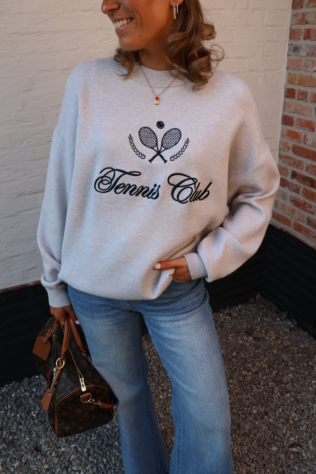 Pippa tennis club sweater grijs